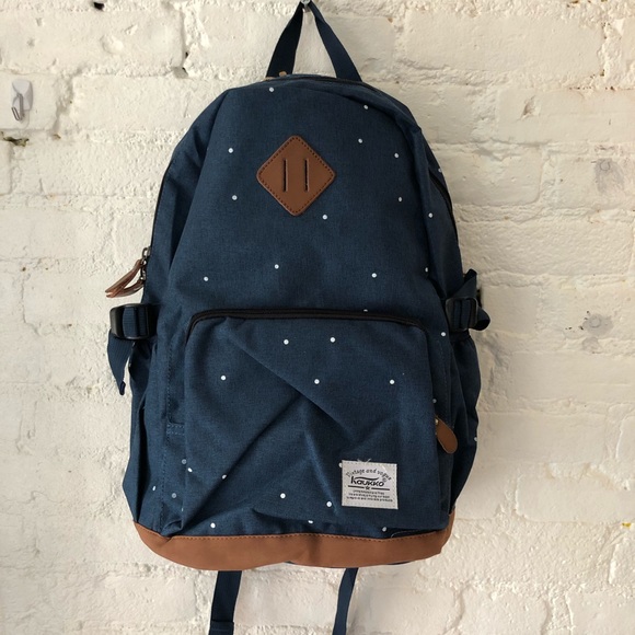 Handbags - Navy Polka Dot Backpack